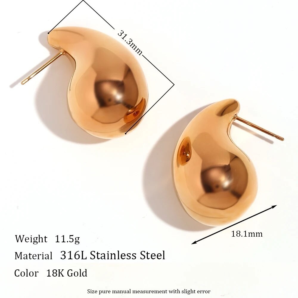 Water💧Drop Lightweight Earrings 18k Gold Plated PVD Stainless Steel - Picture 11 of 11